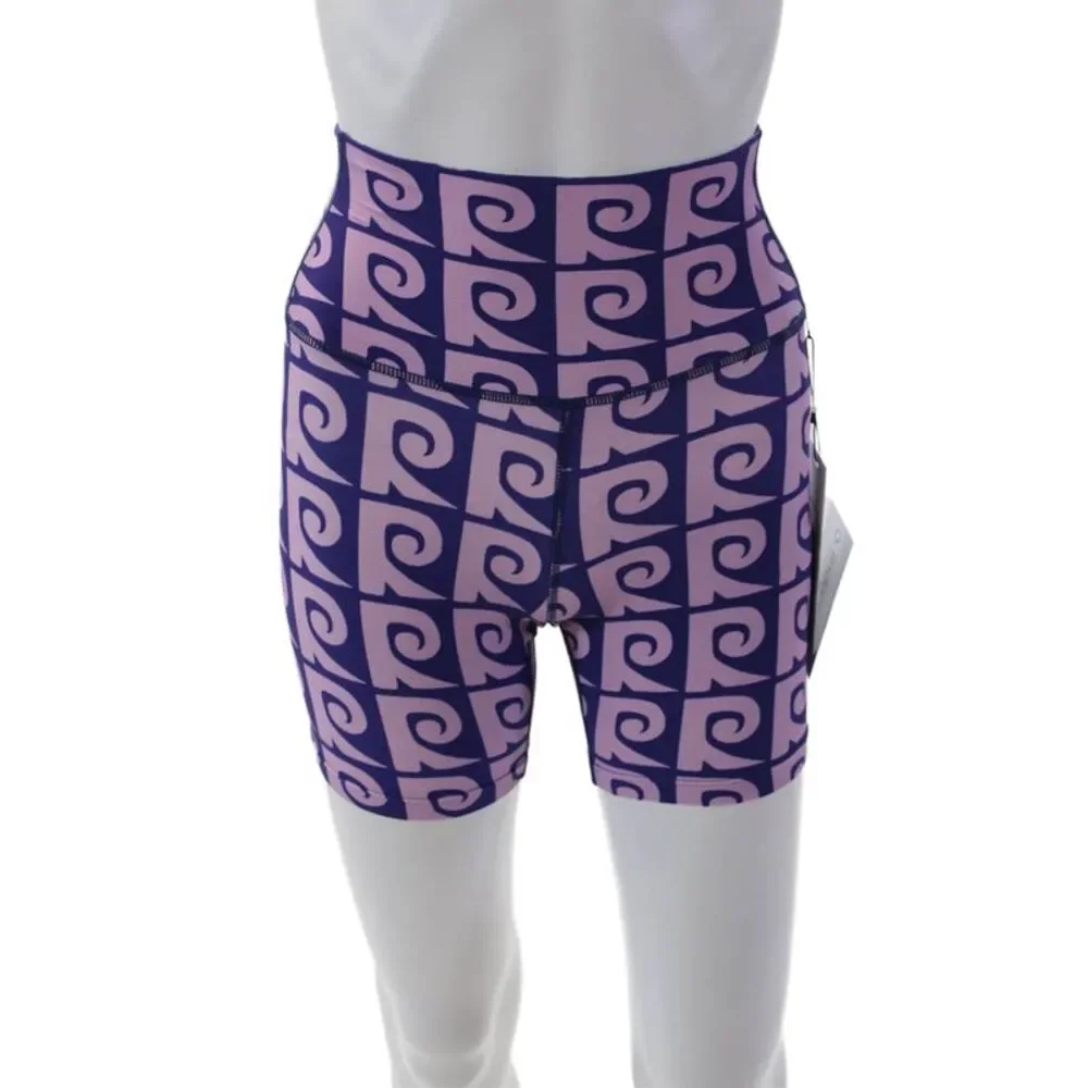 Rhode Womens Stretcj Abstract Mid-Rise Activewear Biker Shorts Purple Size XS